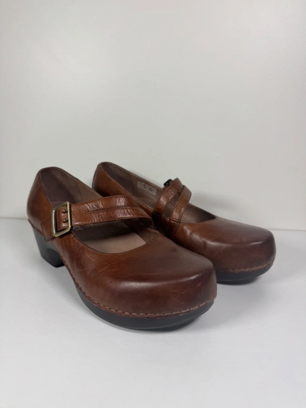Dansko Tina Brown Leather Mary Jane Ortho Wedge Comfort Shoes | Size 41